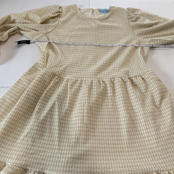 NWT Draper James Neutral Houndstooth 3/4 Sleeve Tiered‎ Pockets Skater Dress XXL - Picture 9 of 12